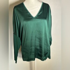 White House Black Market Emerald Satin Top Size medium EUC